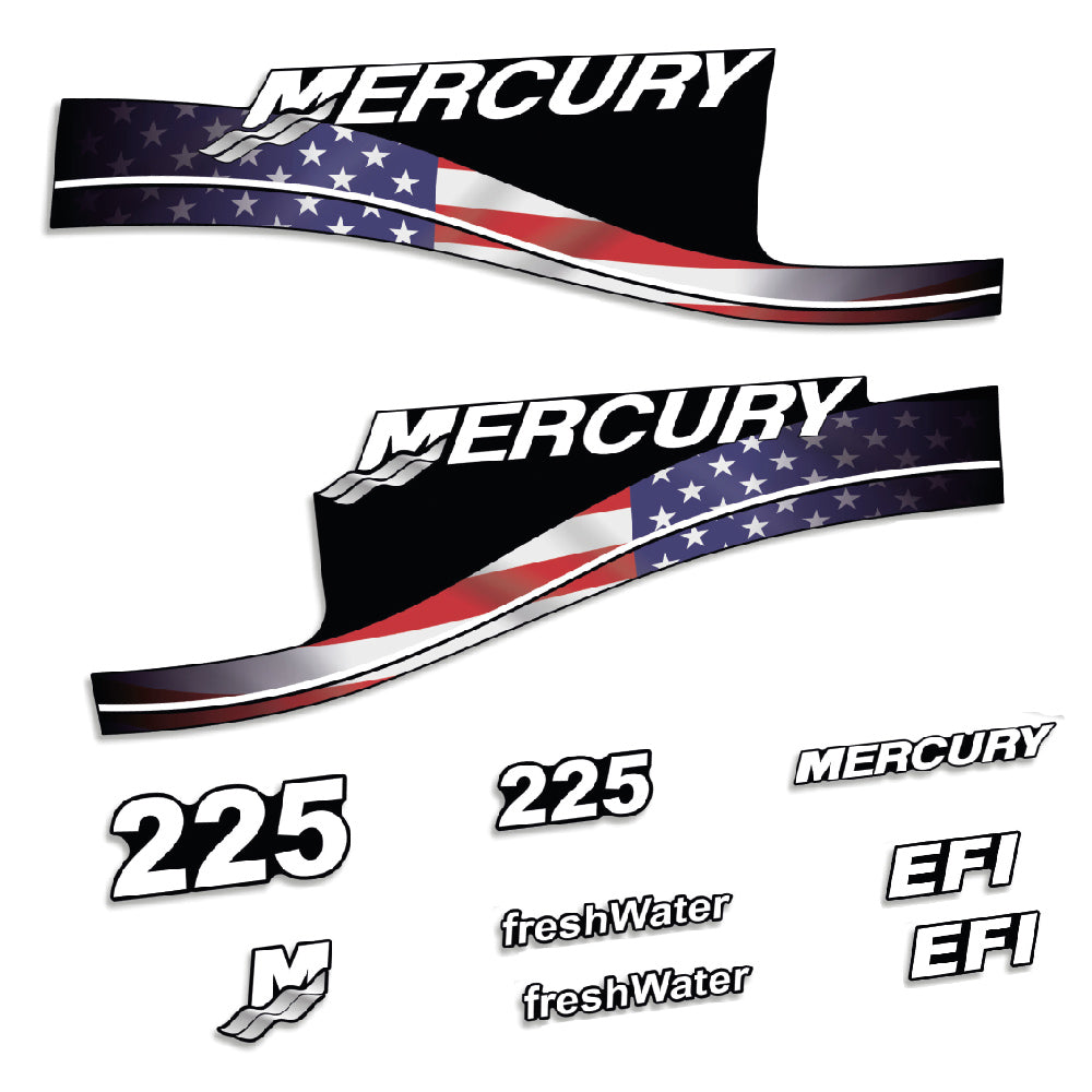 Tarrat Mercury 225HV EFI FreshWater USA-lippu edition perämoottori vinyylitarrat