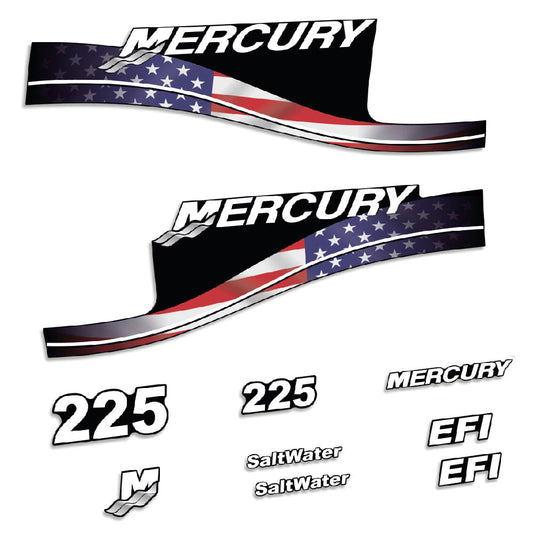 Tarrat Mercury 225HV EFI SaltWater USA-lippu edition perämoottori vinyylitarrat