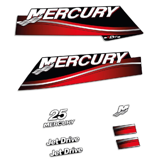 Tarrat Mercury 25HV Kaksitahtimoottori 2006-2010 Jet Drive suojakotelo Tohatsu perämoottori vinyylitarrat