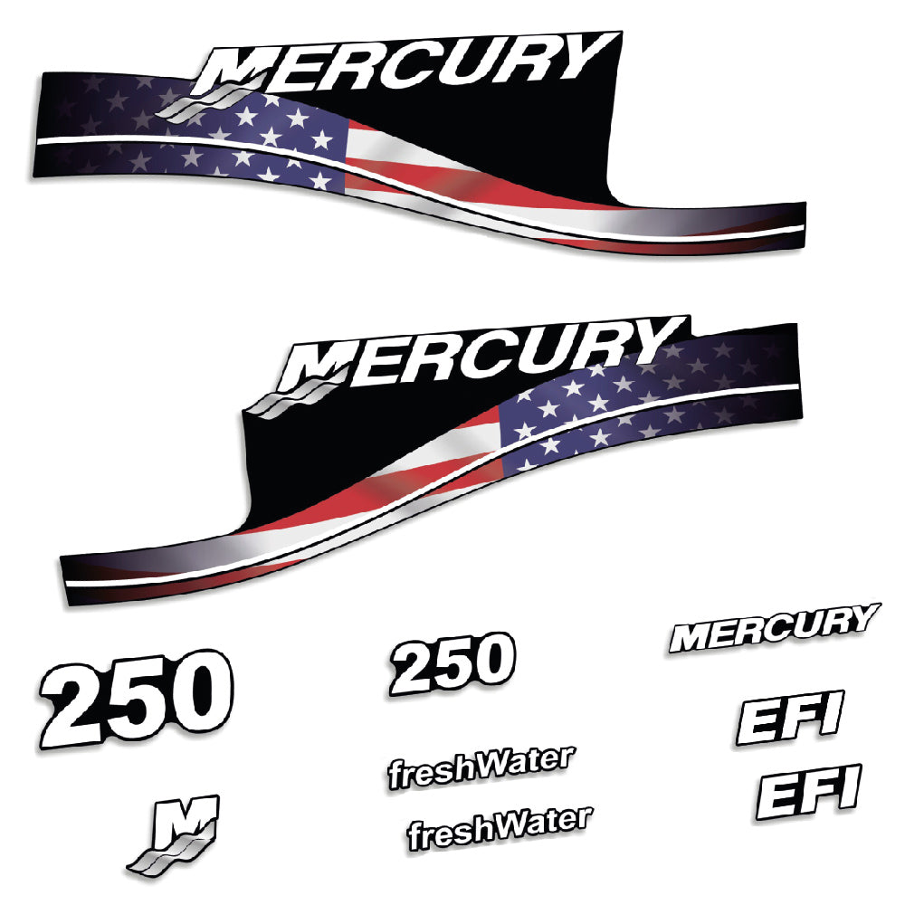 Tarrat Mercury 250HV EFI FreshWater USA-lippu edition perämoottori vinyylitarrat