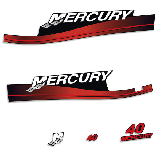 Tarrat Mercury 40HV Kaksitahtimoottori kaksi sylinteriä sähköinen 1998-2006 öljyikkuna perämoottori vinyylitarrat