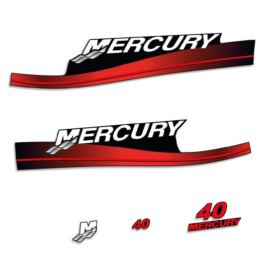 Tarrat Mercury 40HV Kaksitahtimoottori kaksi sylinteriä käsikäyttöinen 1998-2006 perämoottori vinyylitarrat