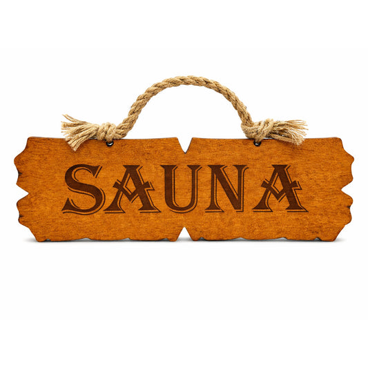 Puinen Sauna Kyltti Koristenarulla