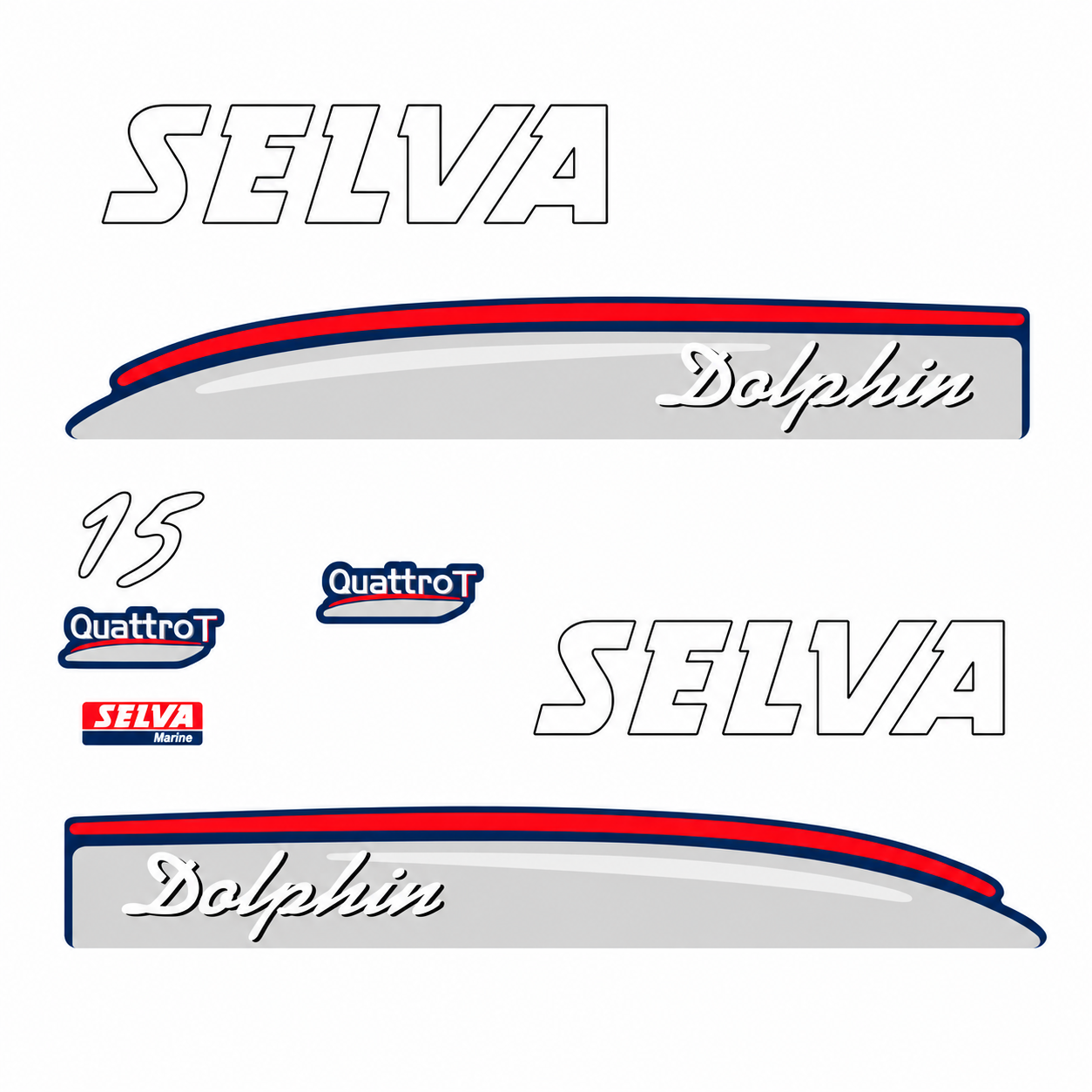 Selva 15 HV Dolphin B perämoottori tarrat