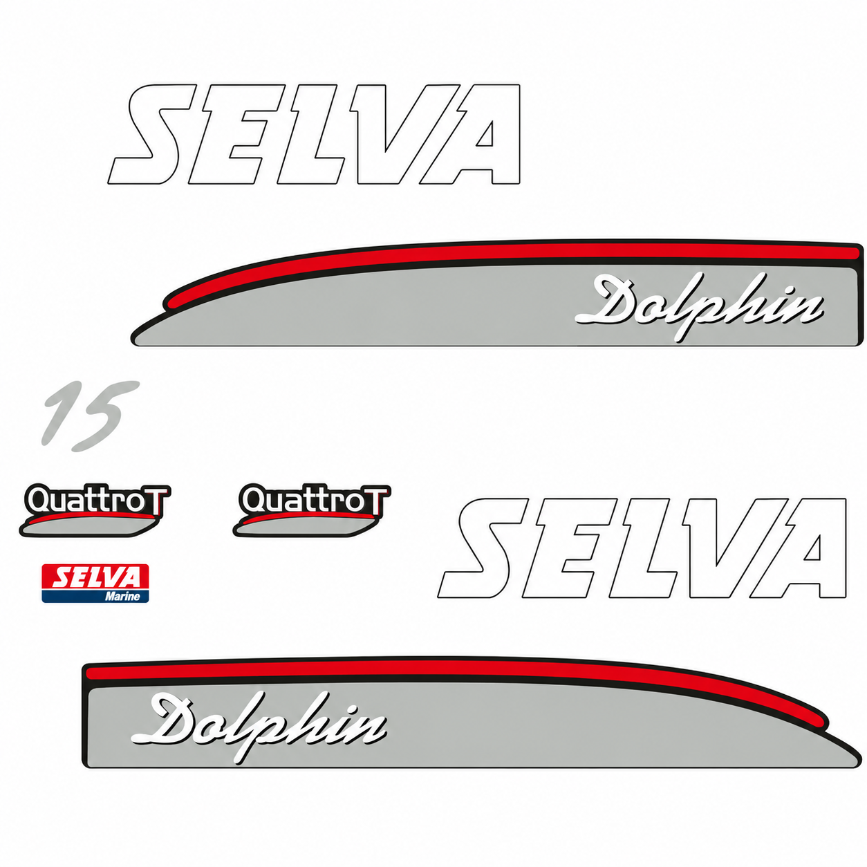 Selva 15 HV Dolphin D perämoottori tarrat