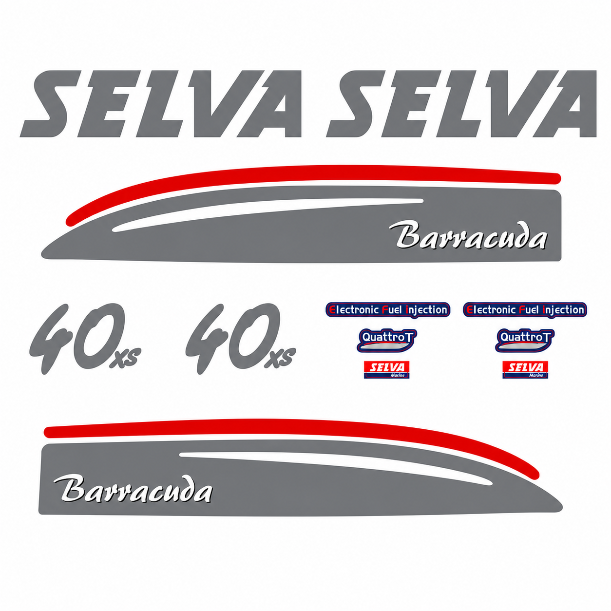 Selva 40 HV XS Barracuda harmaa perämoottori tarrat