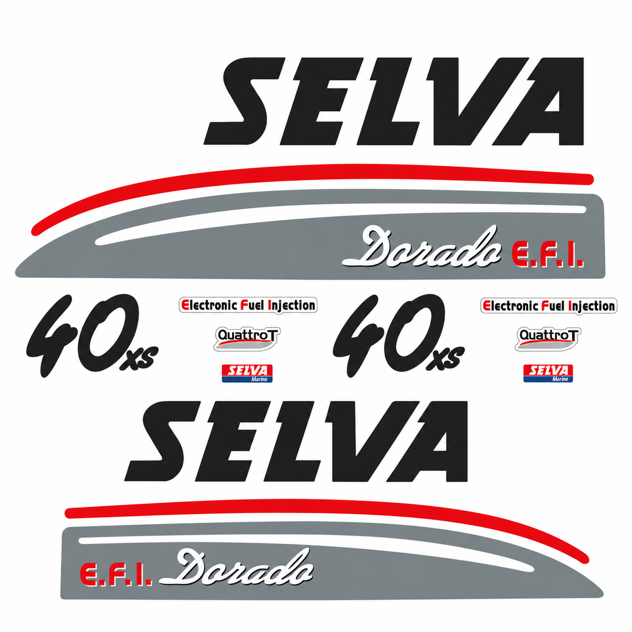 Selva 40 HV Dorado XSR XS C perämoottori tarrat