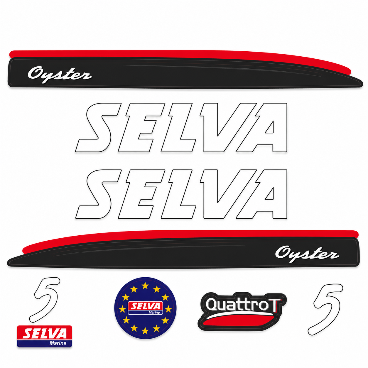Selva 5 HV Oyster valkoinen perämoottori tarrat