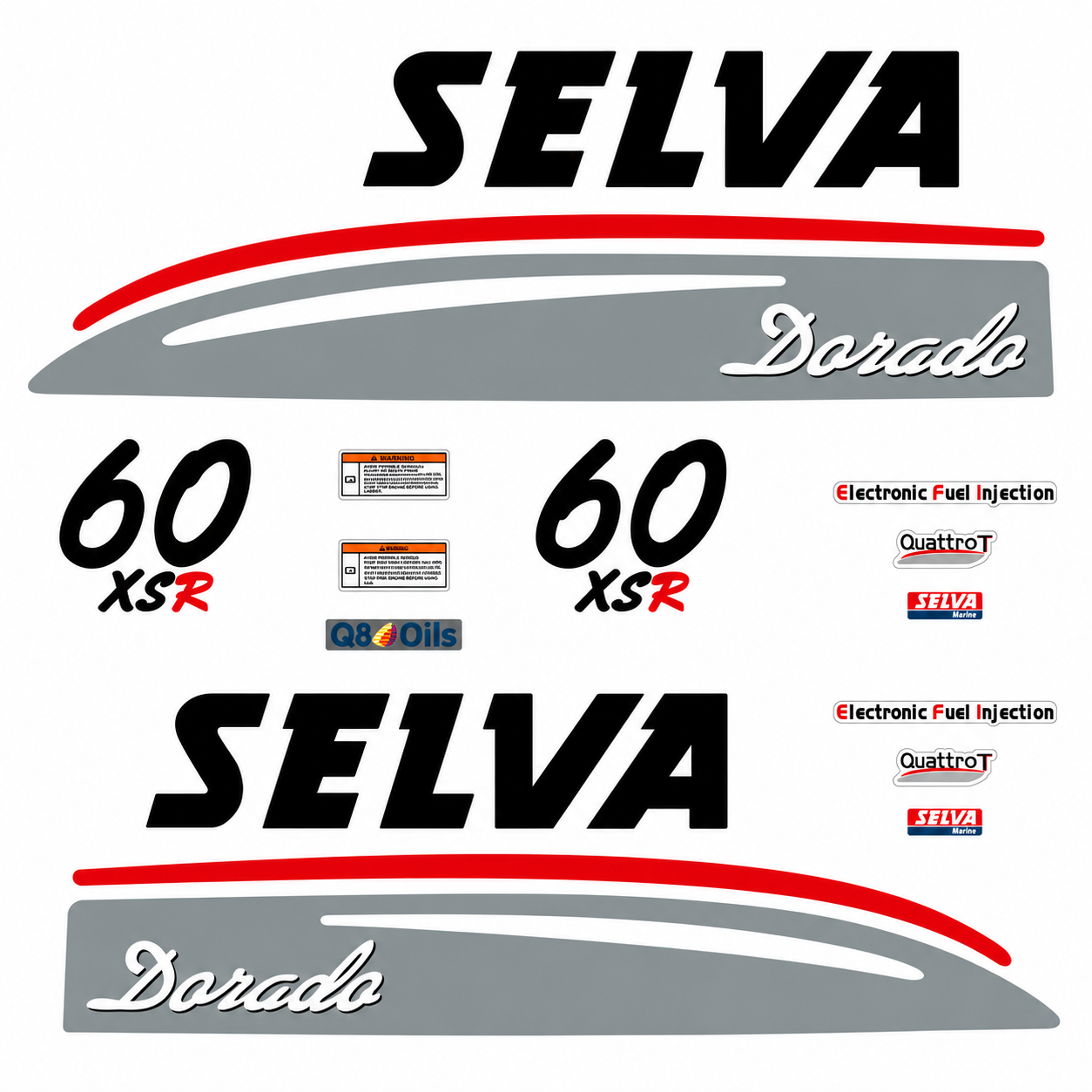 Selva 60 HV Dorado XSR D perämoottori tarrat
