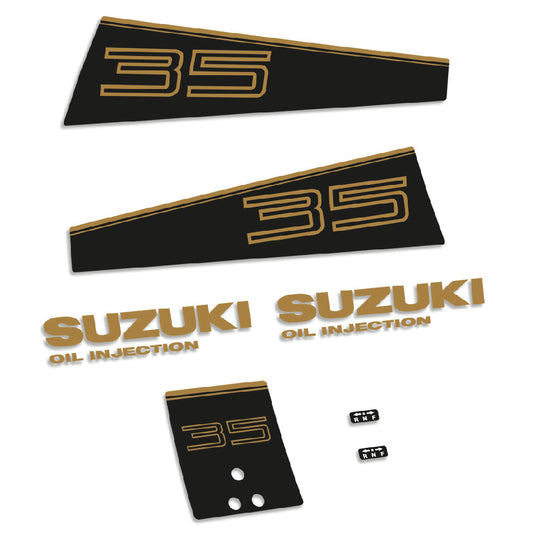 Tarrat Suzuki DT35 35HV Kaksitahtimoottori kultainen 1 perämoottori vinyylitarrat