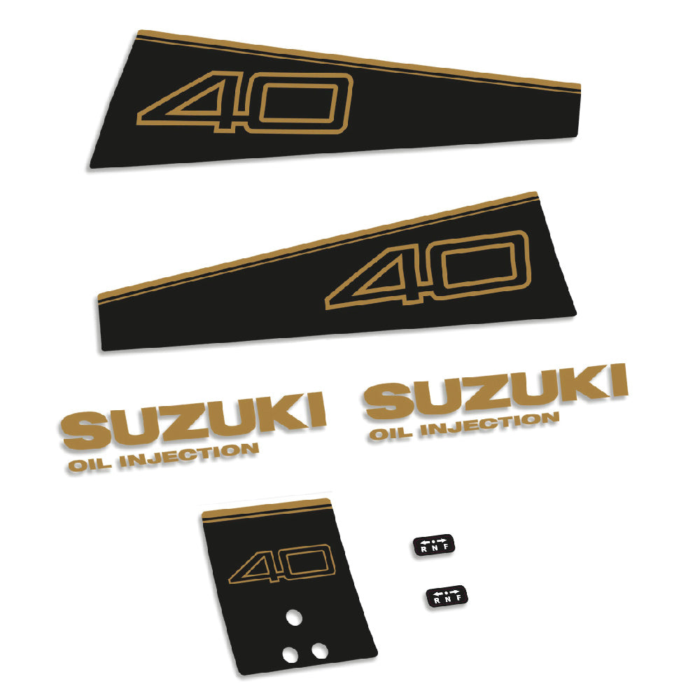 Tarrat Suzuki DT40 40HV Kaksitahtimoottori kultainen 1 perämoottori vinyylitarrat