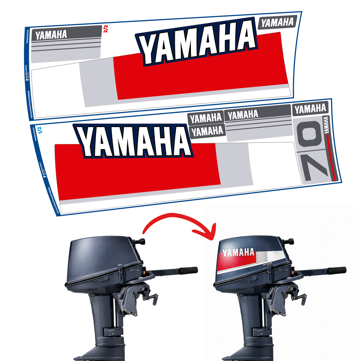 Tarrat Yhteensopiva Yamaha 70HV Kaksitahtimoottori 80's perämoottori vinyylitarrat
