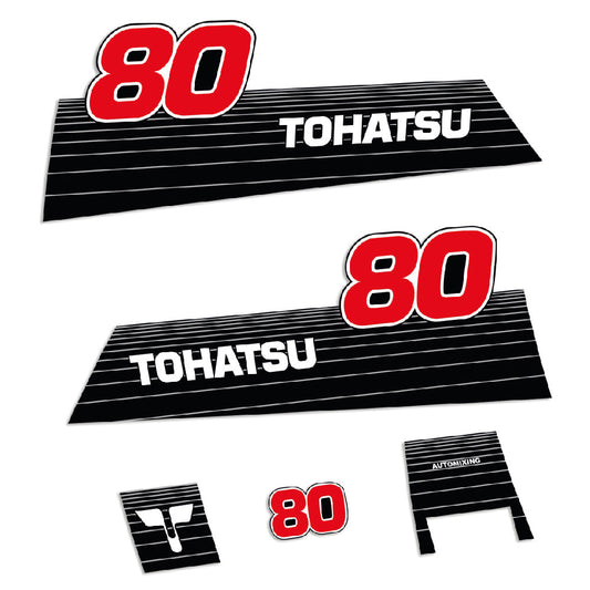 Tarrat Tohatsu 80HV Öljyn automaattinen sekoitus 2002 ja aikaisempi perämoottori vinyylitarrat