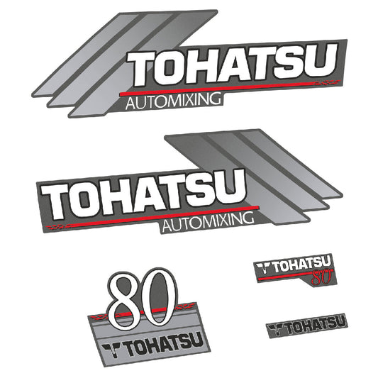 Tarrat Tohatsu 80HV Kaksitahtimoottori öljyn automaattinen sekoitus perämoottori vinyylitarrat